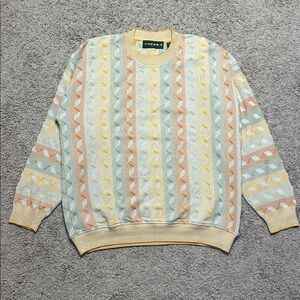 VTG TUNDRA Men's 3D Knit COOGI Style Multicolour Sweater Cotton Blend Size M